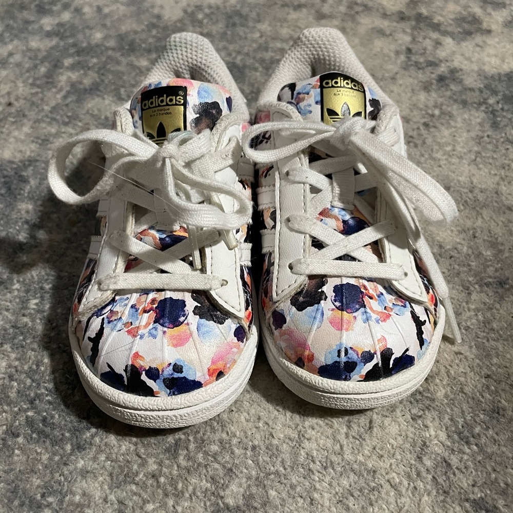 Adidas Kids Floral Sneakers - White and Multicolor